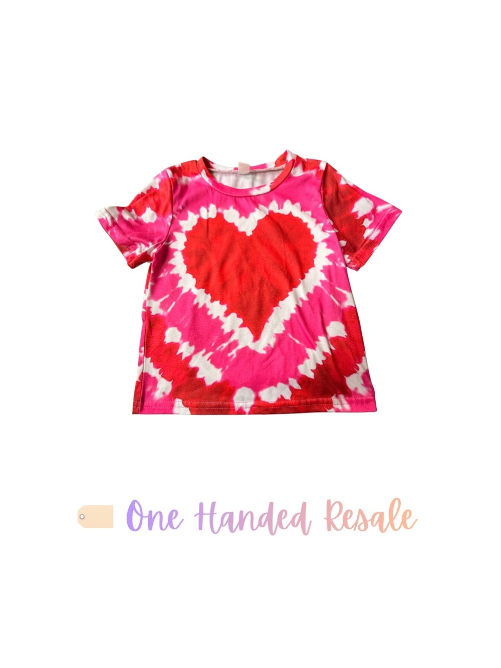 💗 Unbranded Pink Red Tie-Dye Heart Kids Shirt 100 3T